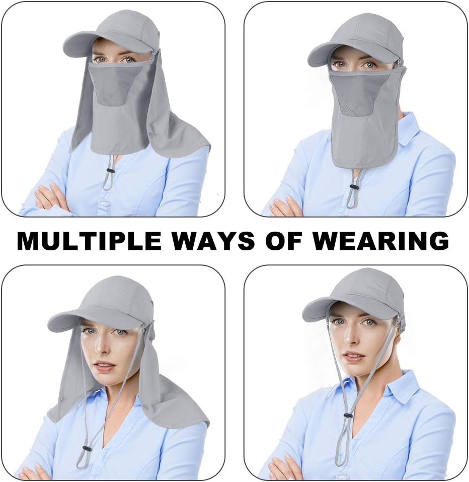 CRISTGEE Foldable Sun Cap, Fishing Hats, UPF 50+ Protection Caps with Face Mask Neck Flap