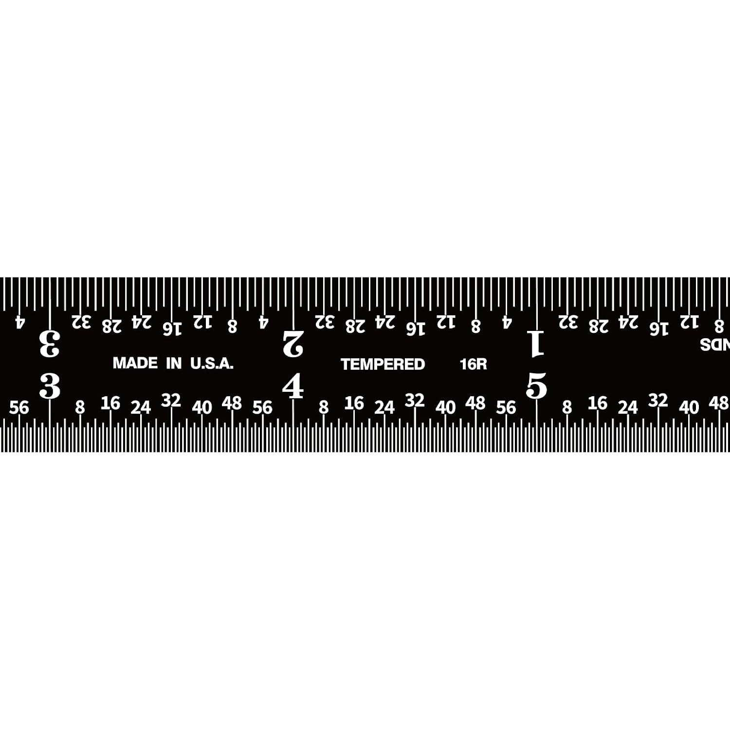 PEC Tools 6-inch Metal Ruler, Stainless Steel with Black Chrome Finish, 16R Graduation (1/32", 1/64", 1/50", 1/100") High-Precision, High Wear Resistance, High Contrast, Machinist Rule, Made in USA