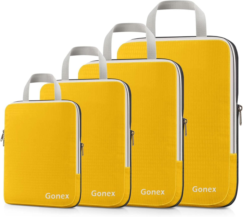 Gonex Compression Packing Cubes, 4-Piece Expandable Travel Organizers