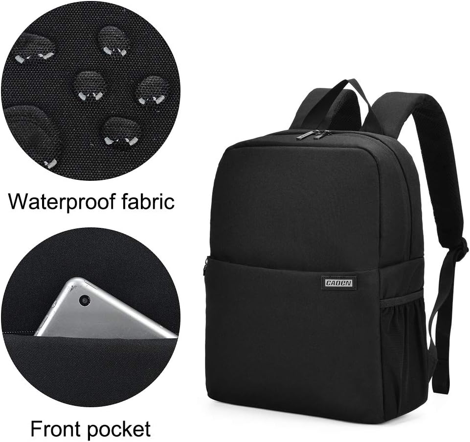 CADeN Camera Backpack Bag with 14" Laptop Compartment Waterproof, DSLR/SLR Mirrorless Camera Case for Travel Daily Photography, Compatible for Canon Sony Nikon Camera and Lens with Tripod Straps