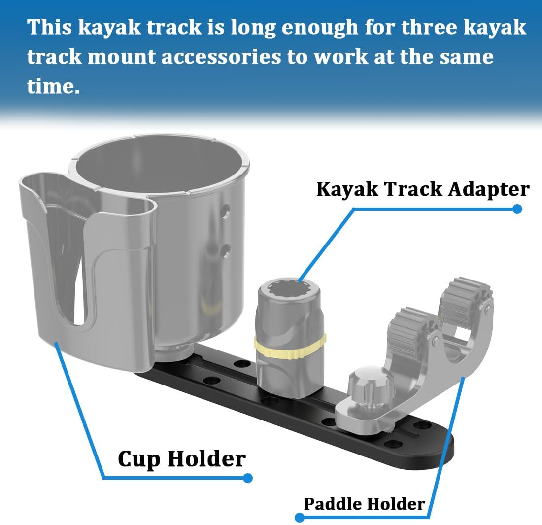 Huntury Kayak Track, Kayak Low Profile Track, Kayak Rail, Kayak Accessories Mount Track, Kayak Gear Track for Fishing Rod Holder, Fish Fider, Cup Holder, Anchor Cleats