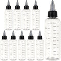 BENECREAT 10PCS 100ml/3.38 oz Transparent Plastic Squeeze Bottles with Scale and Black Twist Cap Graduated Squeeze Dispensing Bottles for Ink Liquid, Oils, Gels, Glue