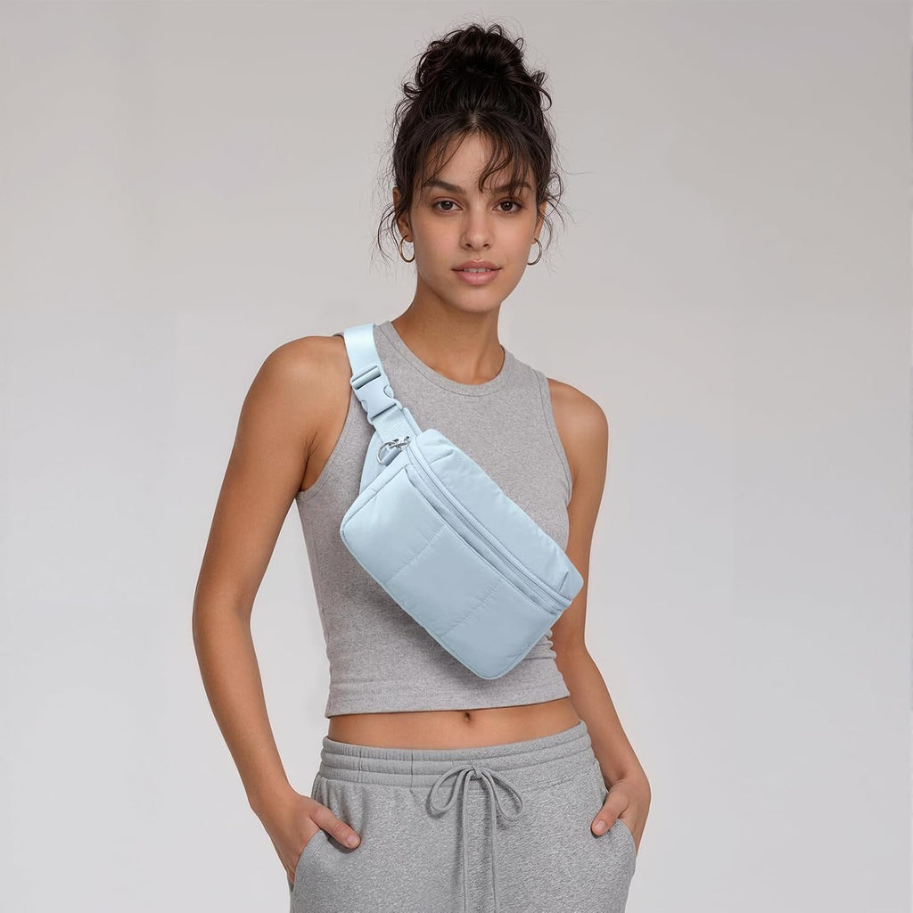 TOPEAST Fanny Pack for Women 3.5L Waist Pack with Water Bottle Holder, Light Blue