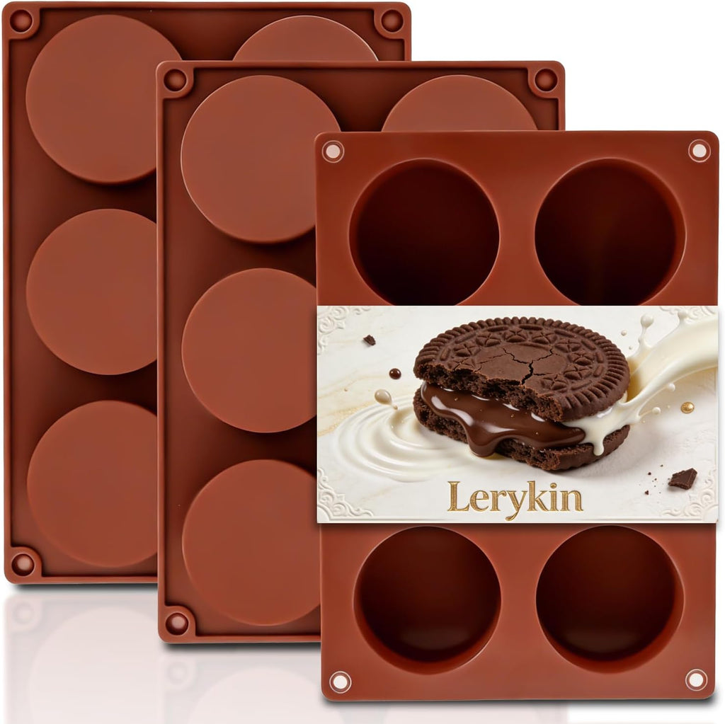 Lerykin 2 Pack Large 6-Cavity Semi Sphere Silicone Molds, Non-Stick Baking Mold for Making Standard Size Hot Chocolate Bomb, Cake, Jelly, Dome Mousse