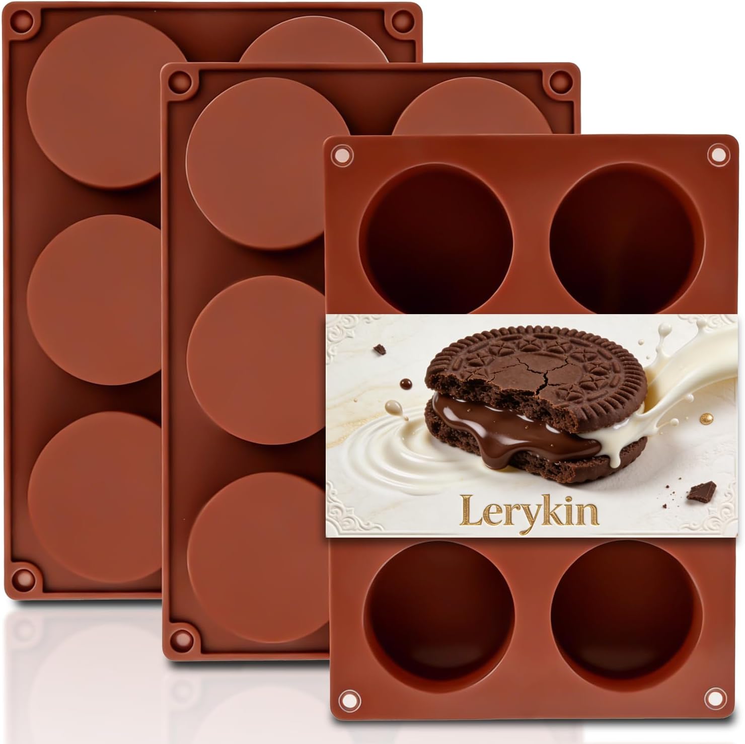 Lerykin 2 Pack Large 6-Cavity Semi Sphere Silicone Molds, Non-Stick Baking Mold for Making Standard Size Hot Chocolate Bomb, Cake, Jelly, Dome Mousse