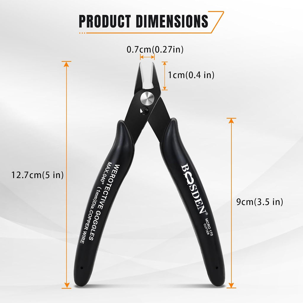 BOOSDEN 5 Pack Small Micro Wire Cutters Flush Cutter Pliers 5-Inch