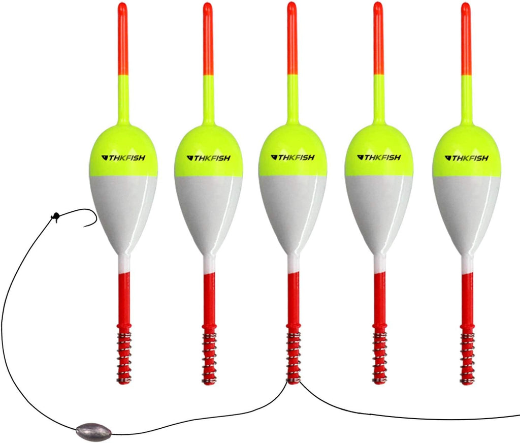 THKFISH Balsa Wood Spring Bobbers with Oval Slip Bobbers, Fishing Floats