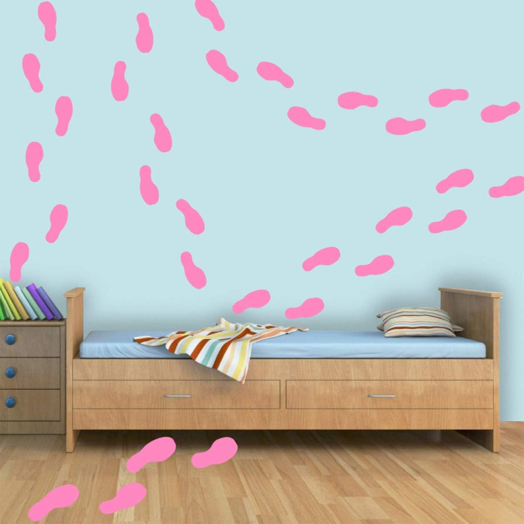 VWAQ Shoe Print Footprint Vinyl Decals - Peel and Stick Floor or Wall Stickers - 32 PCS (Pink)
