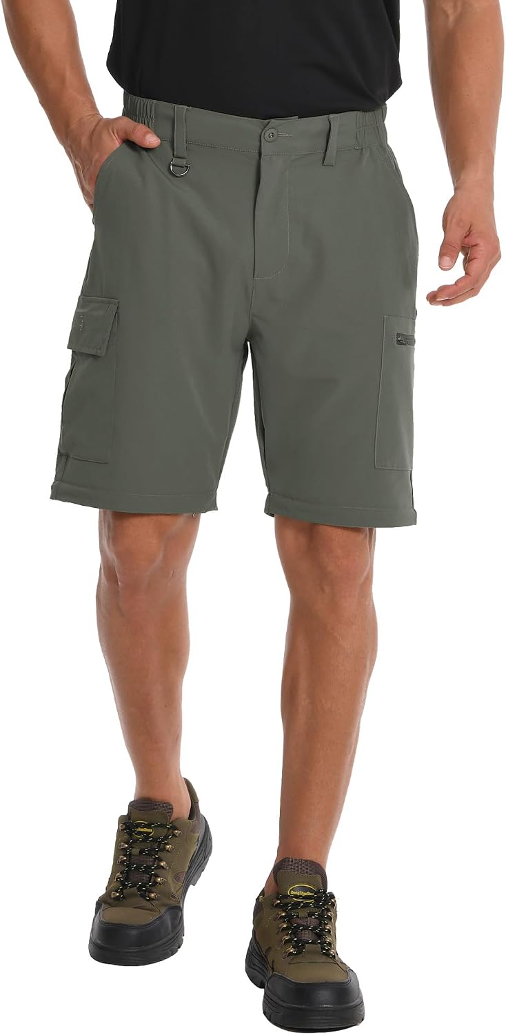 Mens Hiking Pants Convertible Quick Dry Zip Off Tactical Cargo Pants Water Resistant Lightweight Outdoor Pants with 6 Pockets