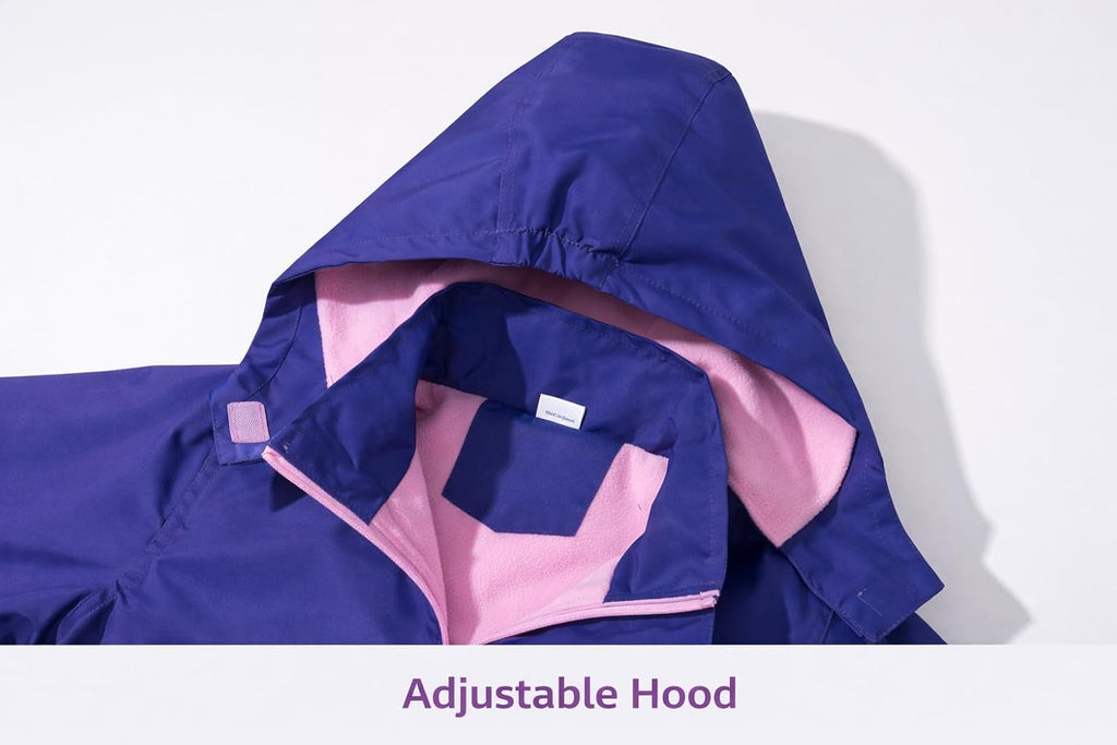 MGEOY Kids Rain Jacket, Waterproof Lightweight Hooded Windbreaker for Boys Girls 4-16Y