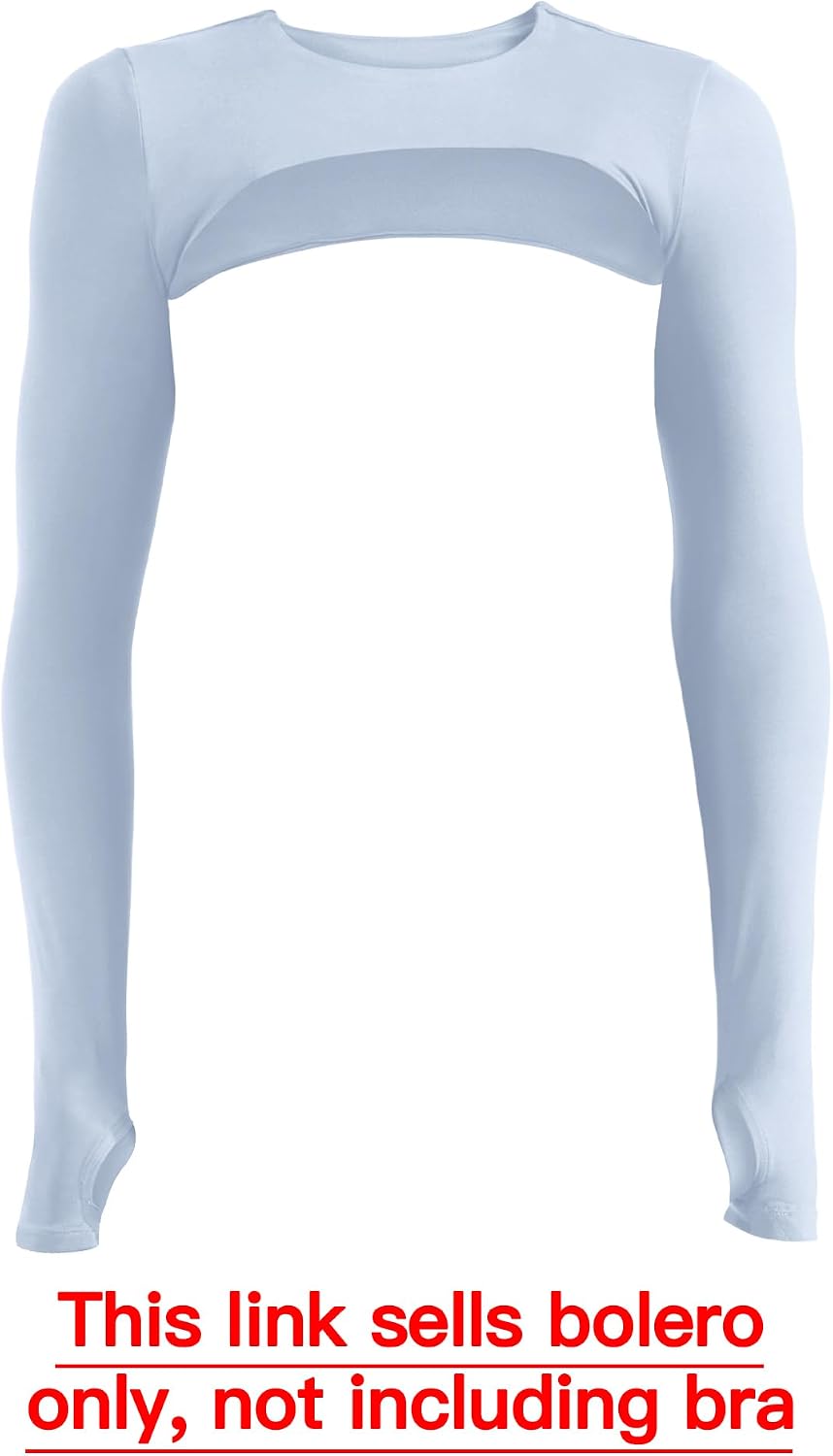 YEOREO Women Crop Top Long Sleeve Bolero Open Front Workout Cropped Shirts Sports Shrug