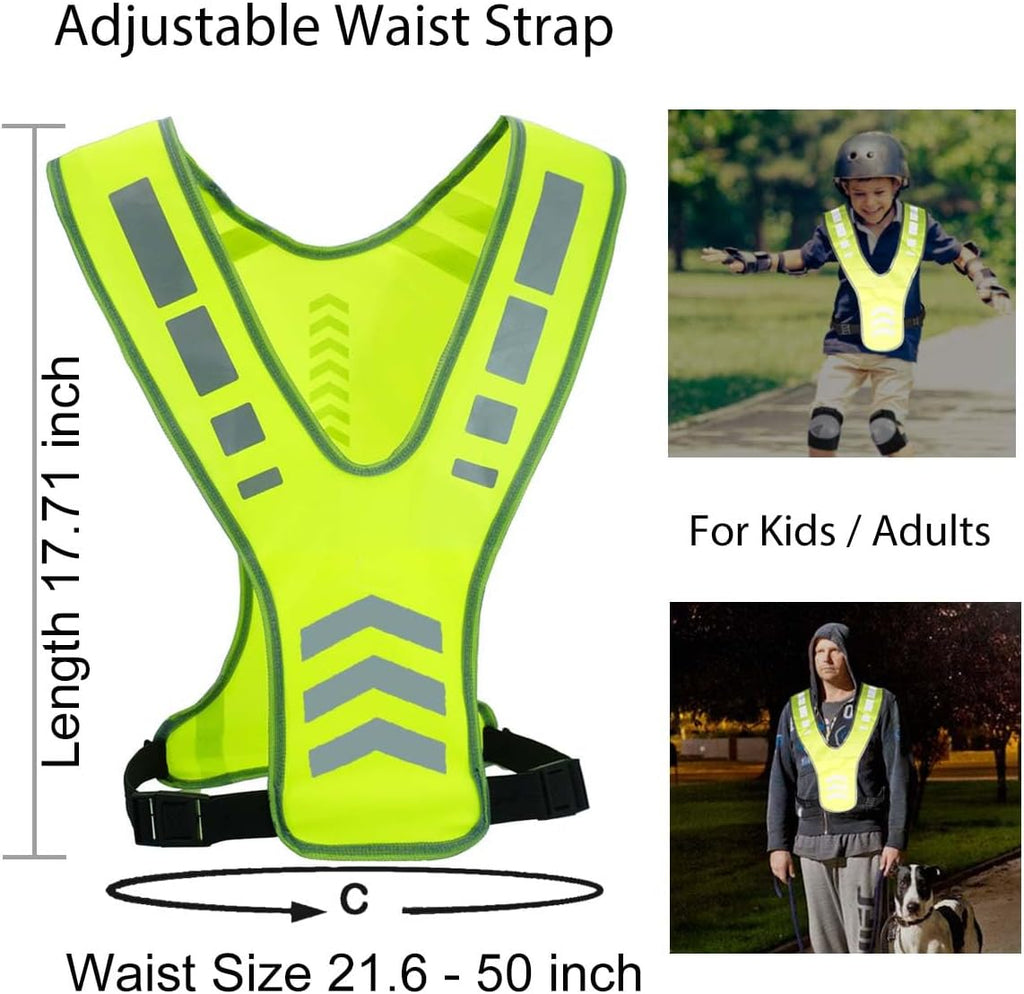 Reflective Running Vest Gear with Pocket for Women Men Kids, Safety Reflective Vest Bands for Night Cycling Walking Bicycle Jogging