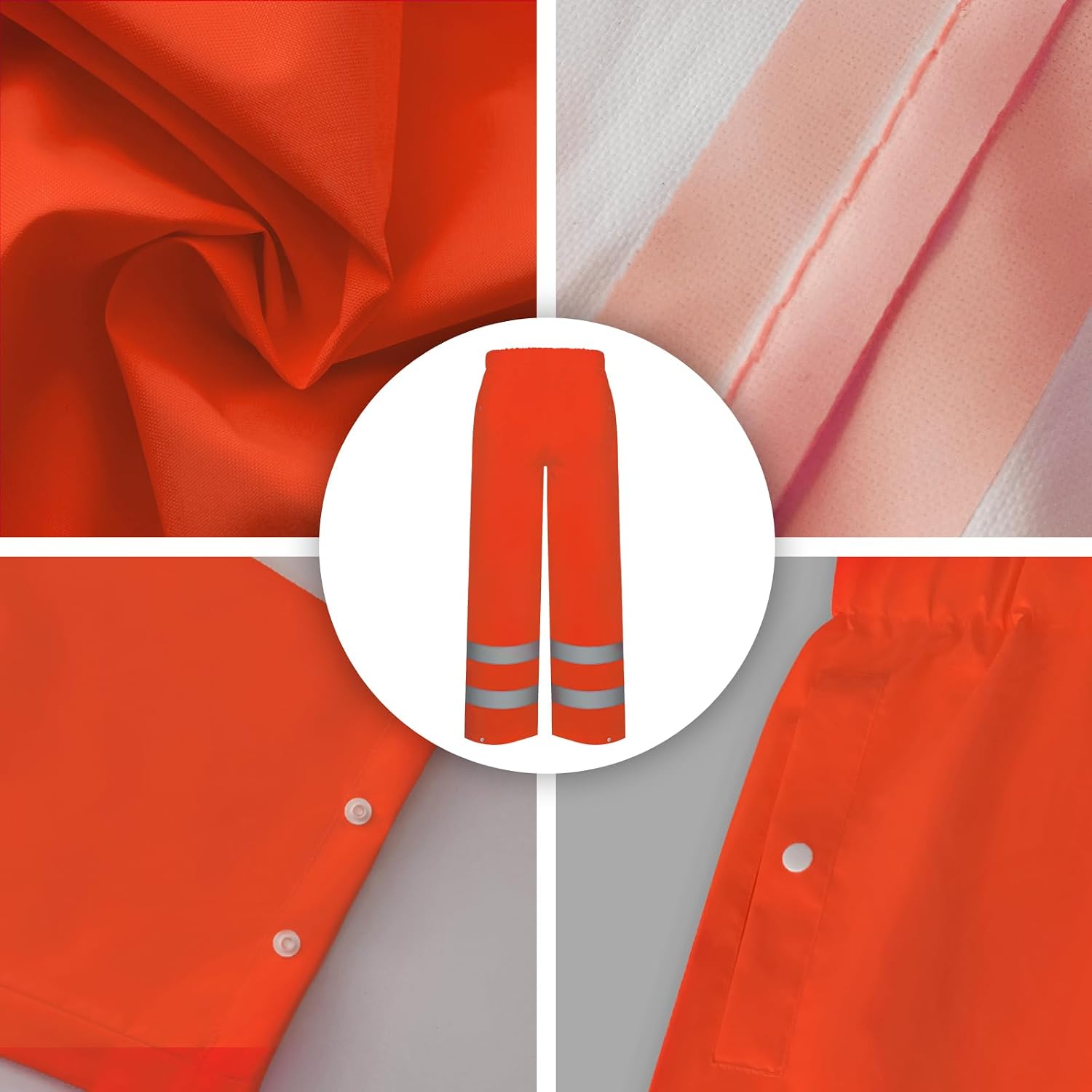 TCCFCCT Rain Suits for Men Waterproof Class 3 Reflective Rain Pants, Lightweight Rain Pants for Men with Hood, High Visibility Rain Gear for Safety Work & Outdoors, Durable, 2XL-3XL Orange P