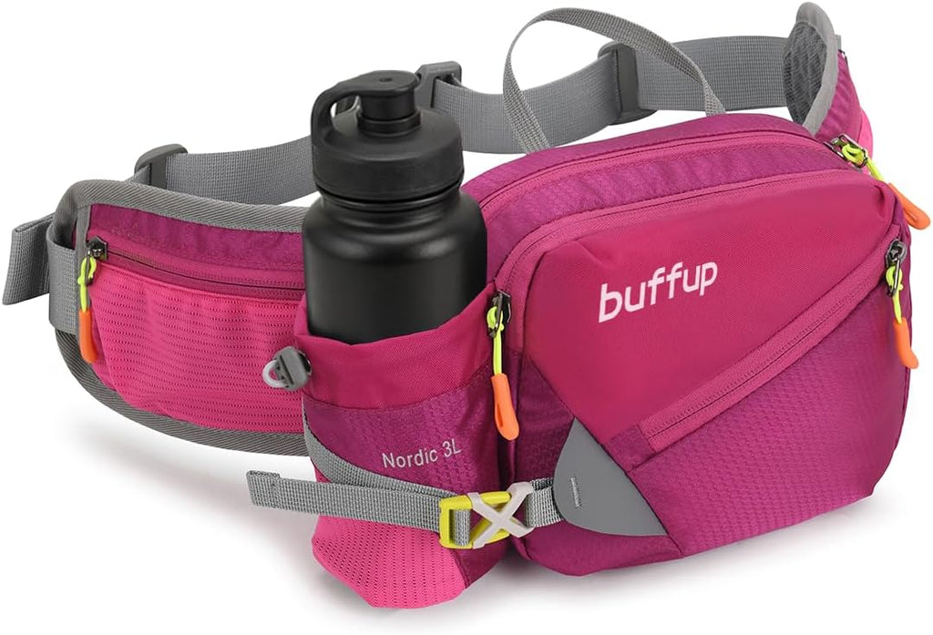 Lightweight Sports Fanny Pack with Bottle Holder,Waist Pack for Hiking,Running,Cycling & Outdoor Adventures (Purple)