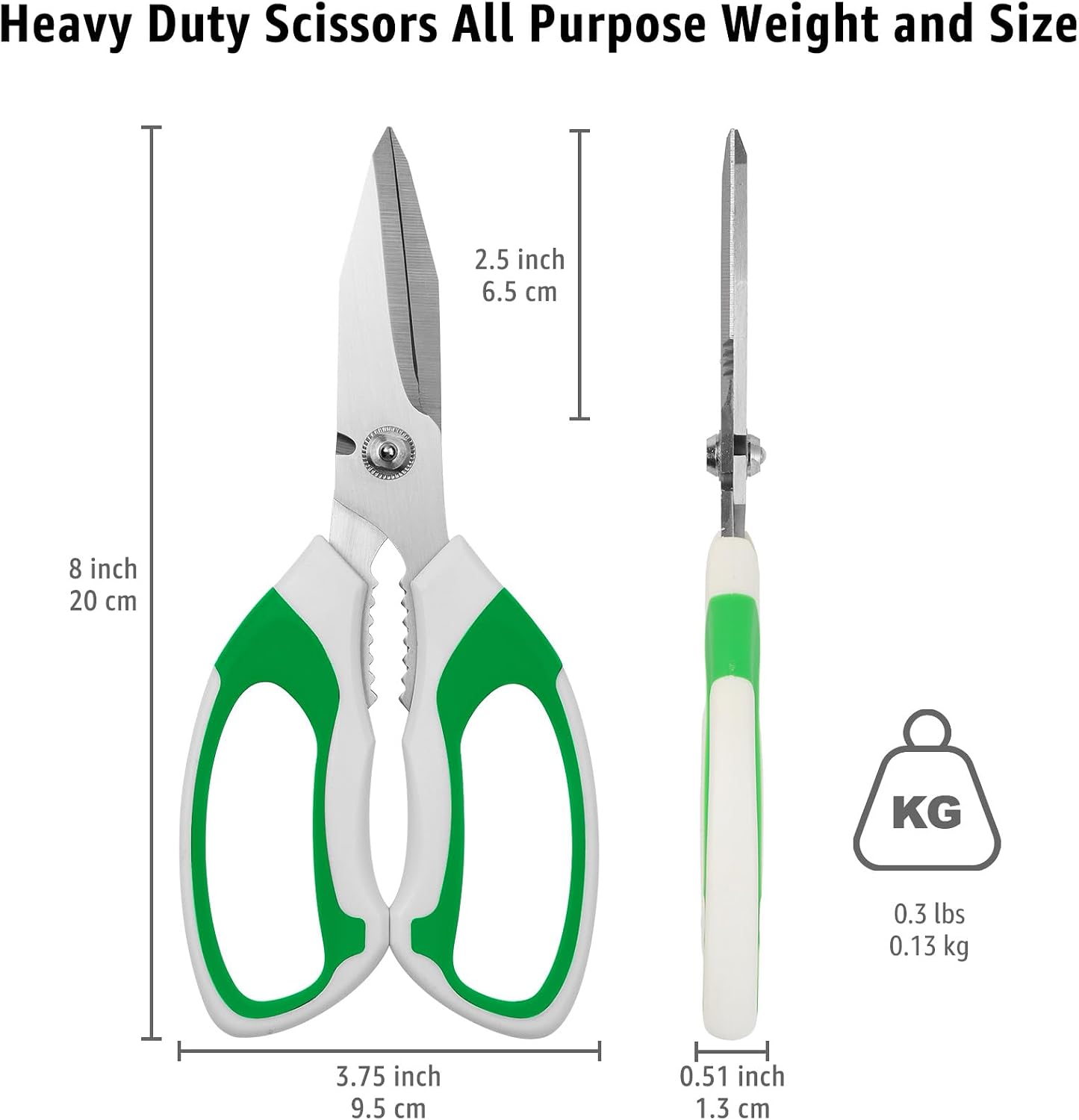 BoFuYuan Utility Scissors All Purpose heavy duty 8-Inch Green