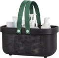 Portable Shower Caddy Basket with Handle Plastic Storage Basket Black Green