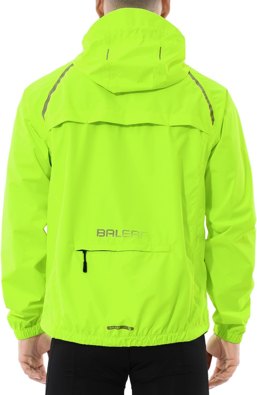 baleaf Men's Rain Jacket Waterproof Hood Lightweight Reflective Packable