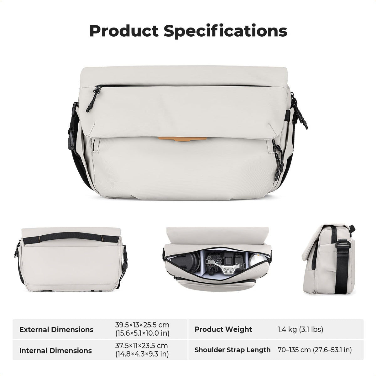 K&F CONCEPT Camera Sling Bag, 15L Crossbody Bag with Laptop Compartment