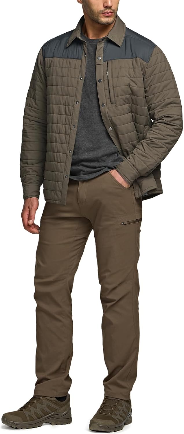 CQR Men's Lightweight Warm Insulated Jacket, Windproof Water Resistant Winter Active Coat for Hiking Work Outdoor Tactical