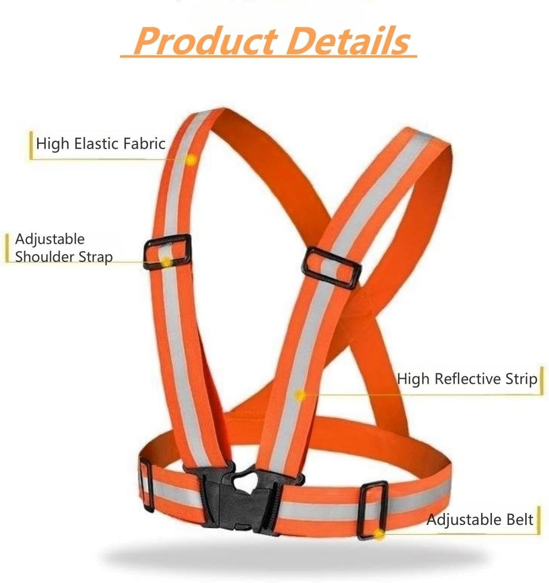 Reflective Vest, High Visibility Safety Vest Straps Reflective Gear for Night Running Walking Cycling for Men Women Kids