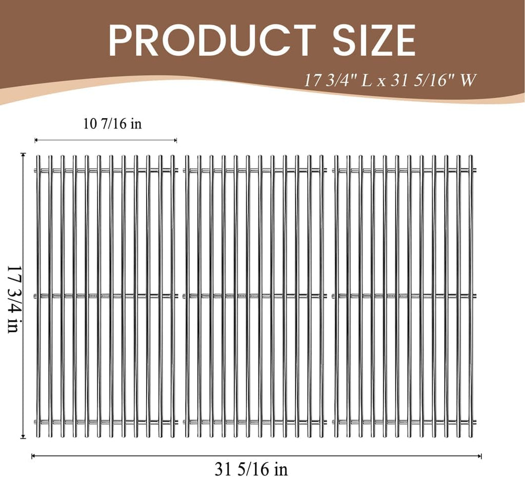 SF027C (3-Pack) 17 3/4" Stainless Steel Cooking Grid for Kenmore 148.16156210, 148.1637110; Master Forge 3218LT, 3218LTM, 3218LTN, DG0576CC, E3518-LP, L3218; Perfect Flame SLG2007D