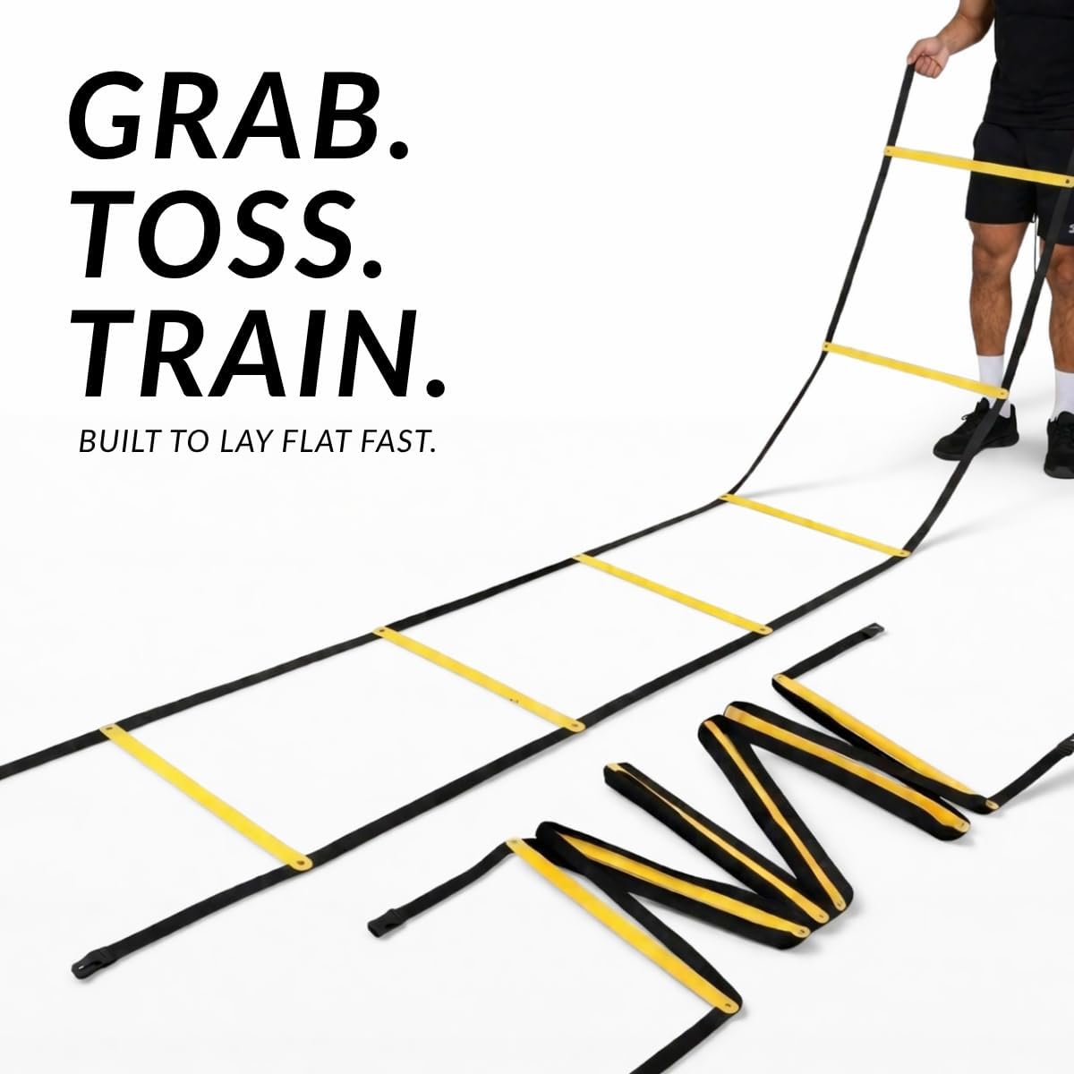 SOFTSOUL Tangle Free Agility Ladder, 12 Fixed Rungs, Heavy Duty Speed & Footwork Training Ladder for Football Soccer Basketball Drills, Portable Exercise Ladder for Kids, Youth & Adults