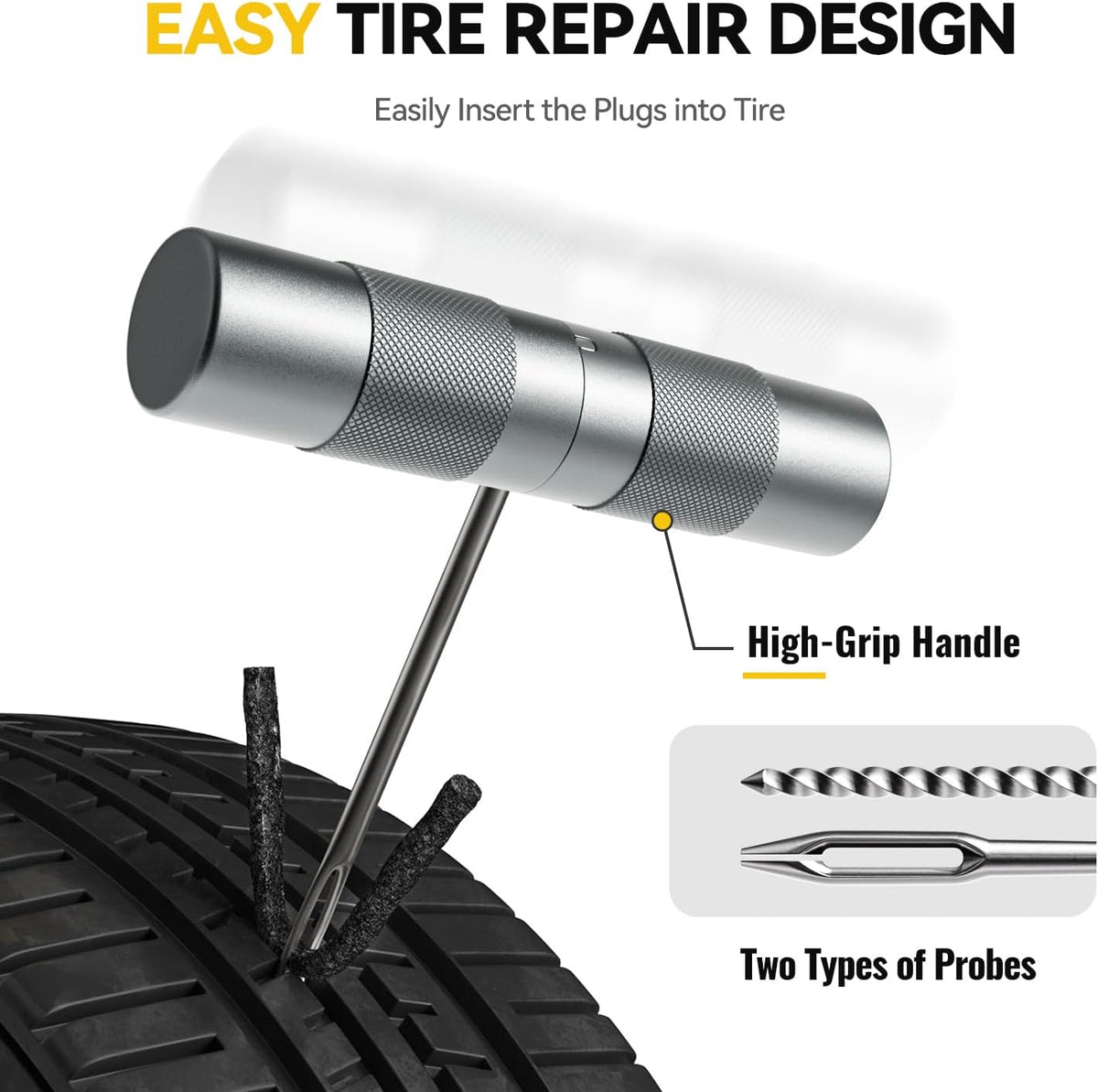 AUTOWN Compact Tire Repair Kit with Plugs for Motorcycle, Car