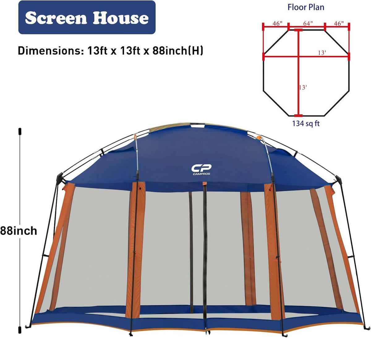 CAMPROS CP Screen House Tent 13 x 13 Ft Screened Mesh Net Wall Canopy