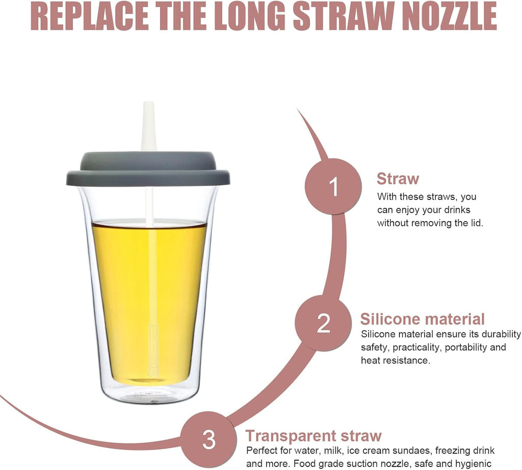 BESPORTBLE 5 Sets Reusable Sports Water Bottle Straws with Silicone Connector and PP Tube Straight Replacement for Household Bottles Portable Drink Dispenser Accessories