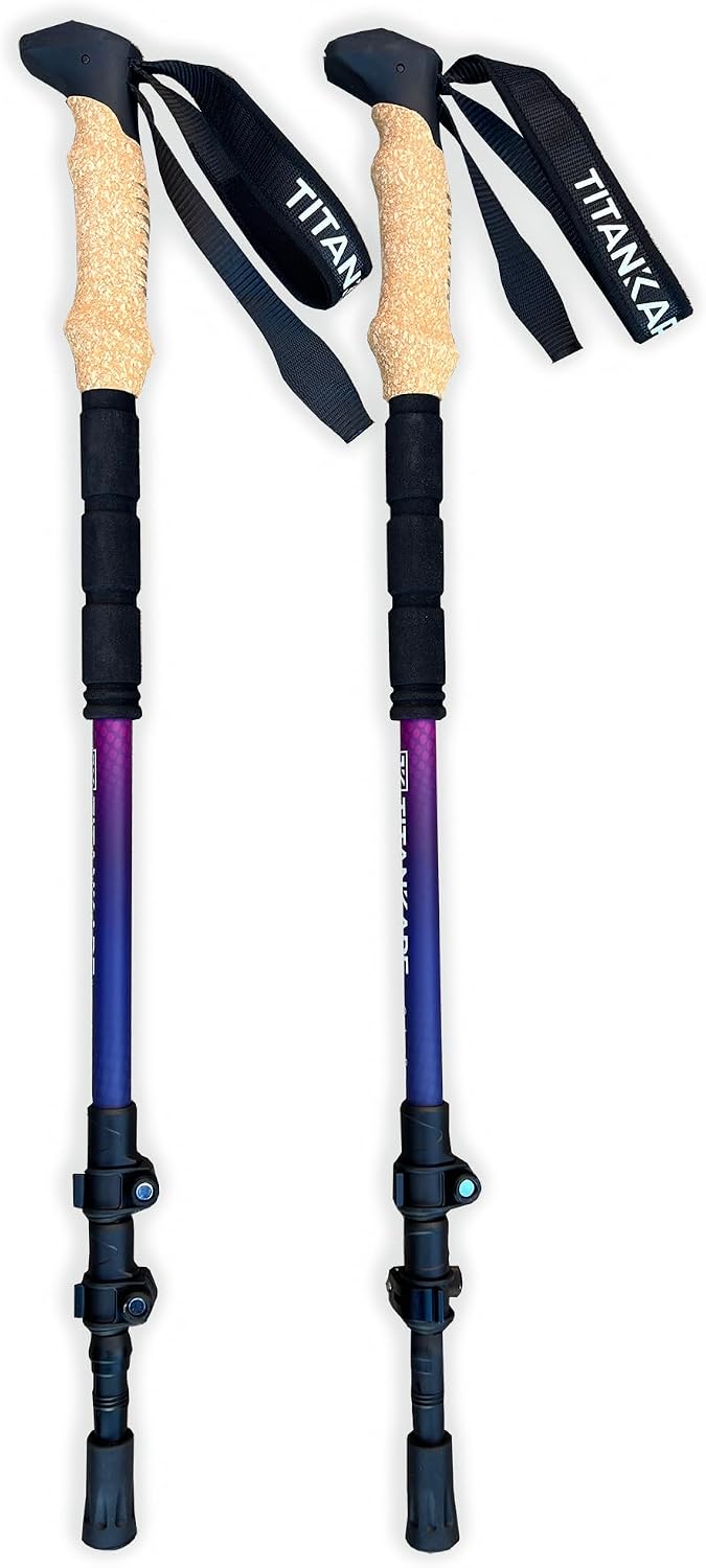 Collapsible Lightweight Trekking Poles – Walking Sticks for Seniors, Cork Grips Adjustable Carbon Fibre Nordic Poles for Men, Women, Hiking Ultralight for Backpacking or Camping –Carbon Pro