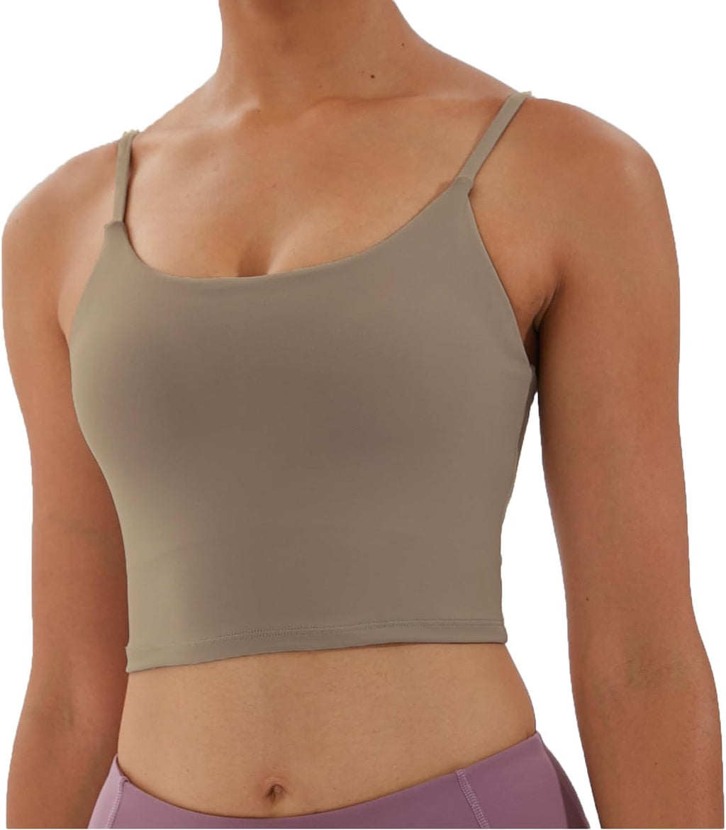Women's Strappy Stretch Sports Bra Longline Yoga Tank Top Fitness Bra Workout Camisole Crop Tops for Teen Girl