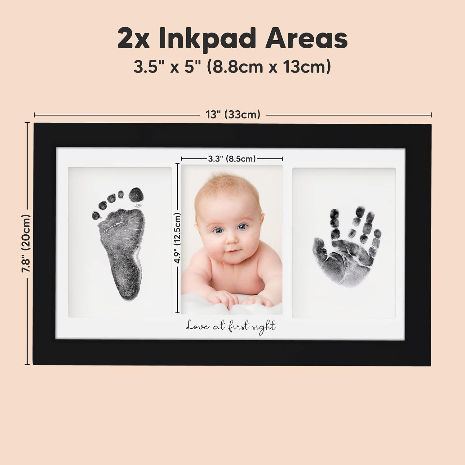 Inkless Hand and Footprint Kit, Boy Girl Newborn Keepsake (Onyx Black)