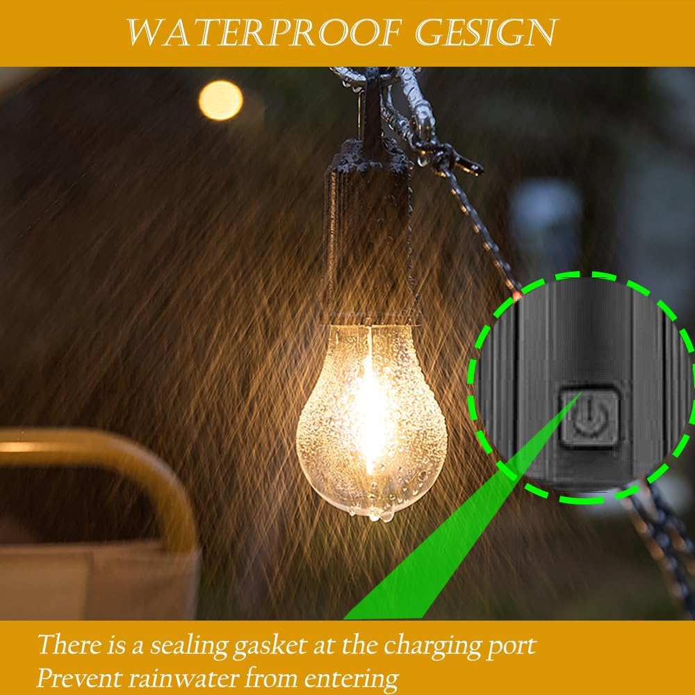 5 Pack Camping Lights with Remote Control Timer Function Tent Lamp Hanging Outdoor Camp Rechargeable Bulb Portable Lantern with Clip Hook 3 Lighting Modes for Hiking Backpacking Warm Light