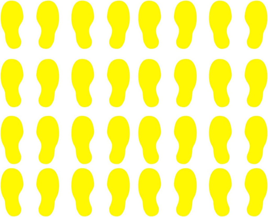 VWAQ Shoe Print Footprint Vinyl Decals - Peel and Stick Floor or Wall Stickers - 32 PCS (Yellow)