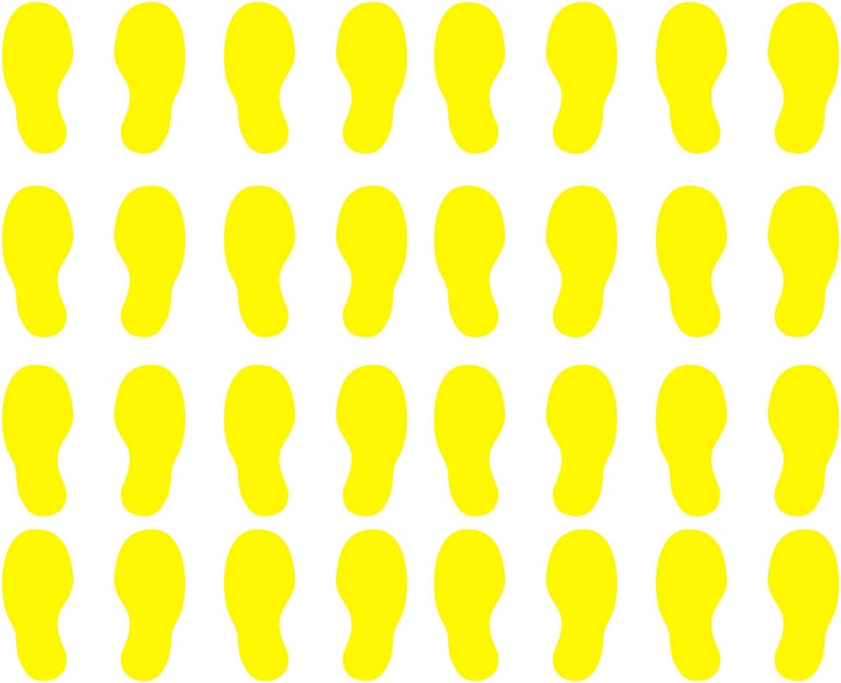 VWAQ Shoe Print Footprint Vinyl Decals - Peel and Stick Floor or Wall Stickers - 32 PCS (Yellow)