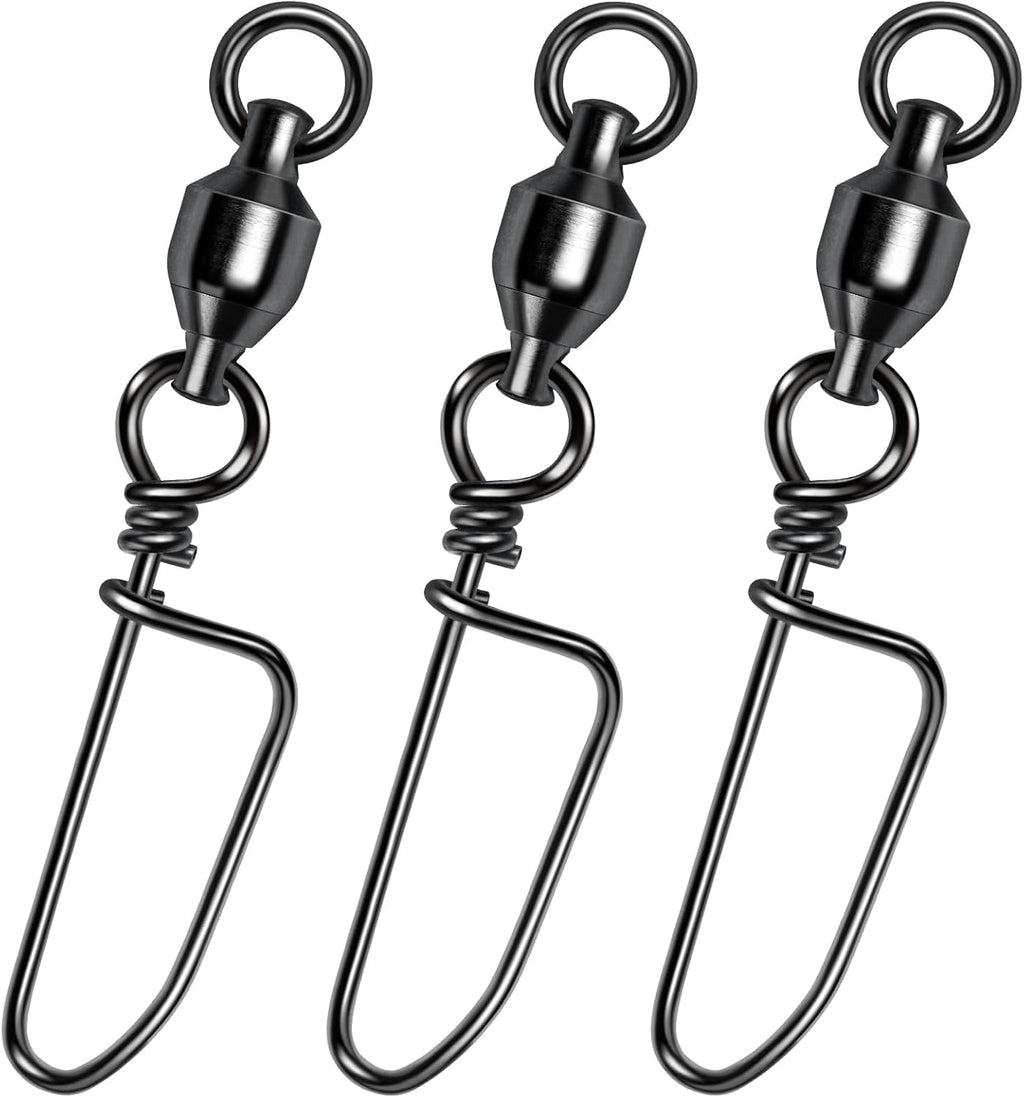 Alwonder 20-Pack Ball Bearing Swivels with Snaps, Fishing Snap Swivels Fishing Tackle Saltwater Freshwater Coastlock Snaps Barrel Swivel Leader Connector Downrigger Planer Release Clips