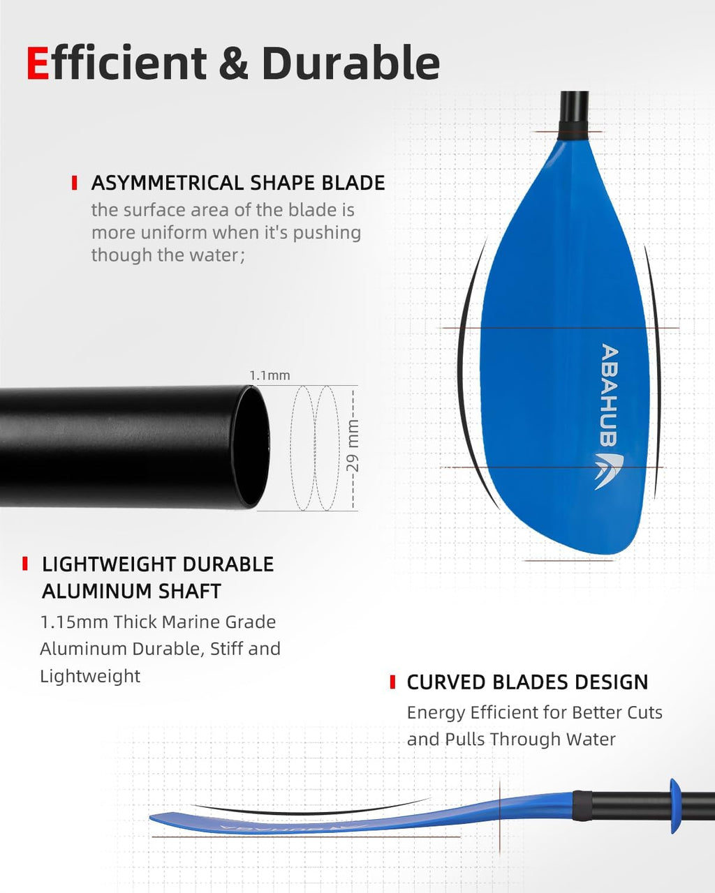 Abahub 210-230cm/230-250cm Adjustable Kayak Paddle for Kayak,Boating