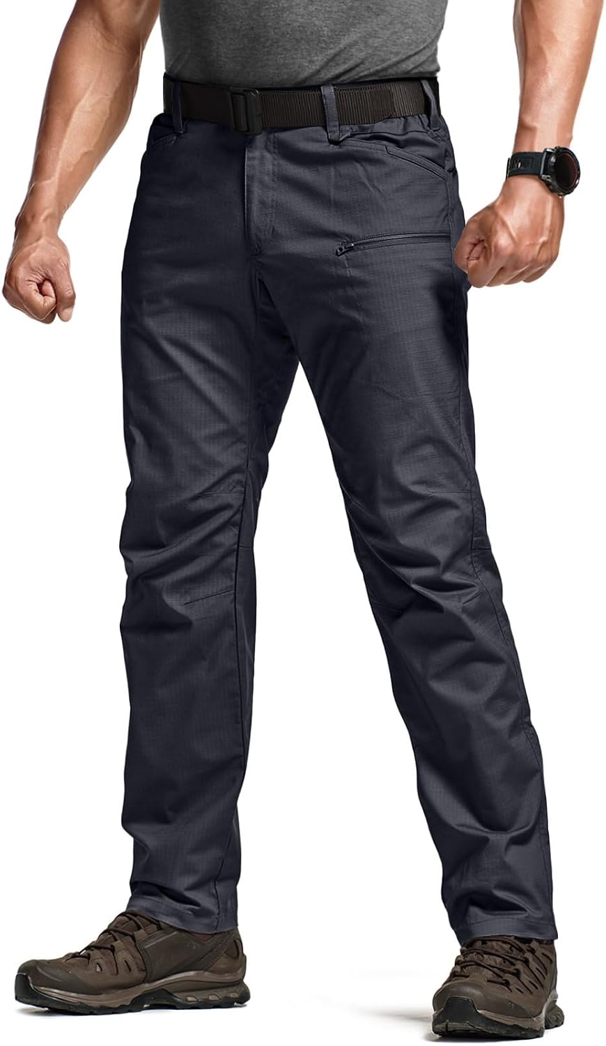 CQR Men's Flex Stretch Tactical Pants, Water Resistant Ripstop Cargo Pants, Lightweight EDC Outdoor Work Hiking Pants