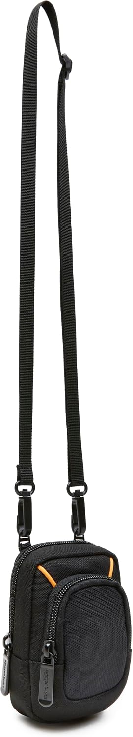 Amazon Basics Large Point and Shoot Padded Camera Case with Adjustable Shoulder Strap, Belt Loop, Interior Dimension 5.2 x 3.2 x 1 inches, Black