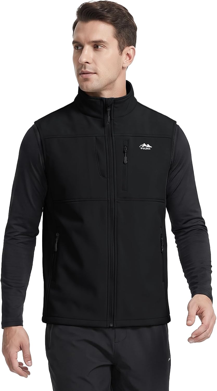 WULFUL Men's Golf Vest Windproof Lightweight Outerwear Sleeveless Jacket