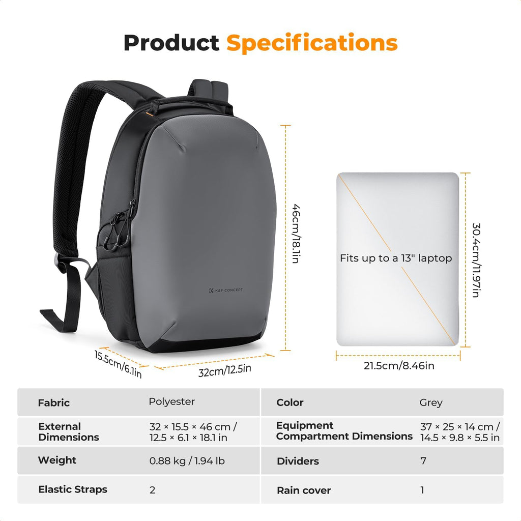 K&F CONCEPT Camera Backpack, Compact Camera Bag Case for Photographers