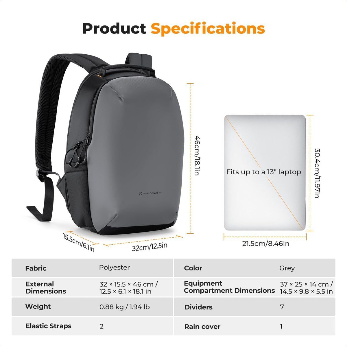 K&F CONCEPT Camera Backpack, Compact Camera Bag Case for Photographers
