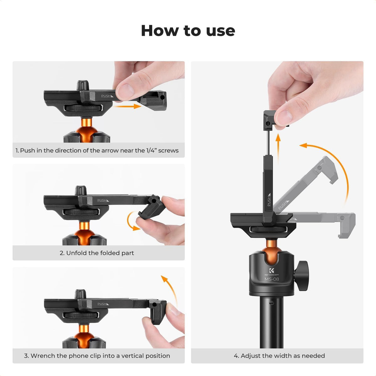 K&F CONCEPT 62'' Phone Selfie Stick Tripod