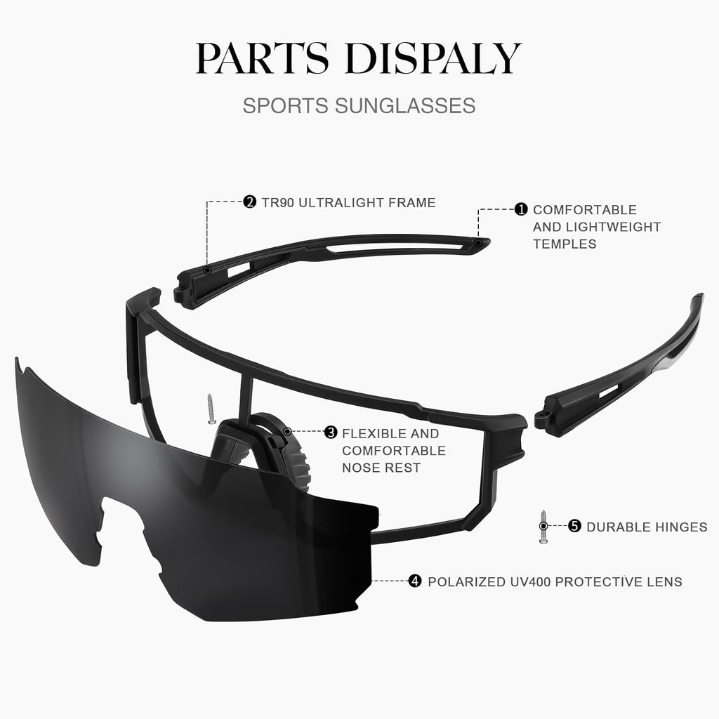 Polarized Sport Sunglasses Men Women TR90 Lightweight UV400