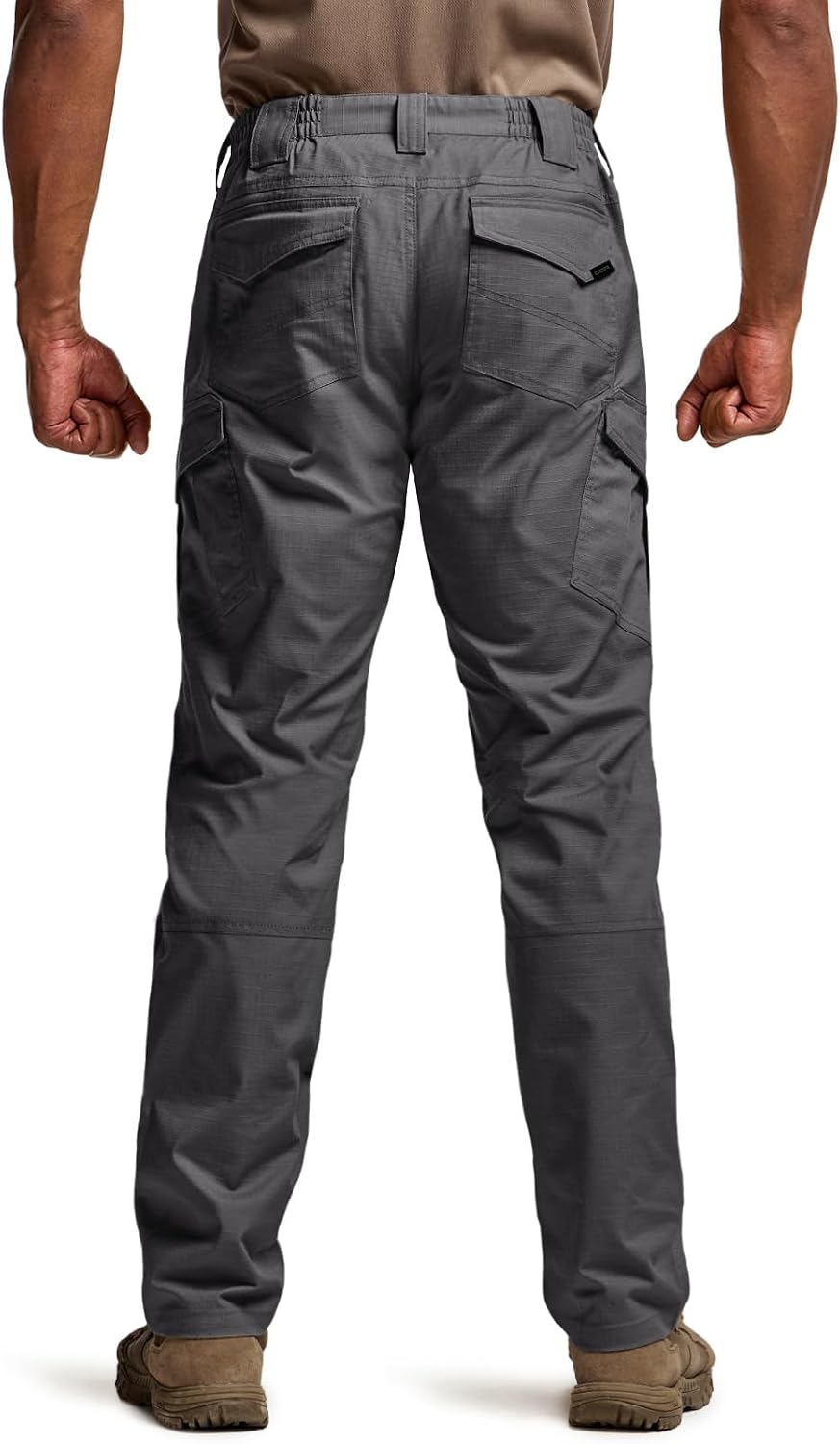 CQR Men's Flex Ripstop Tactical Pants, Water Resistant Stretch Cargo Pants, Lightweight EDC Hiking Work Pants