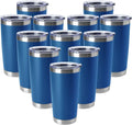 HASLE OUTFITTERS 20oz Tumblers Stainless Steel Mugs with Lid Double Wall Vacuum Insulated Coffee Cups for Cold & Hot Drinks (20oz-Dark Blue, 12 Pack)