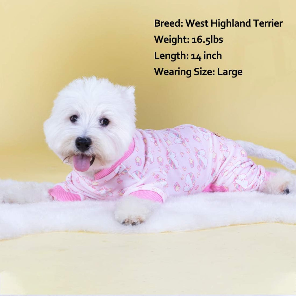 KYEESE Velvet Dog Pajamas for Small Dogs Soft Onesie Shirt, Unicorn Pink