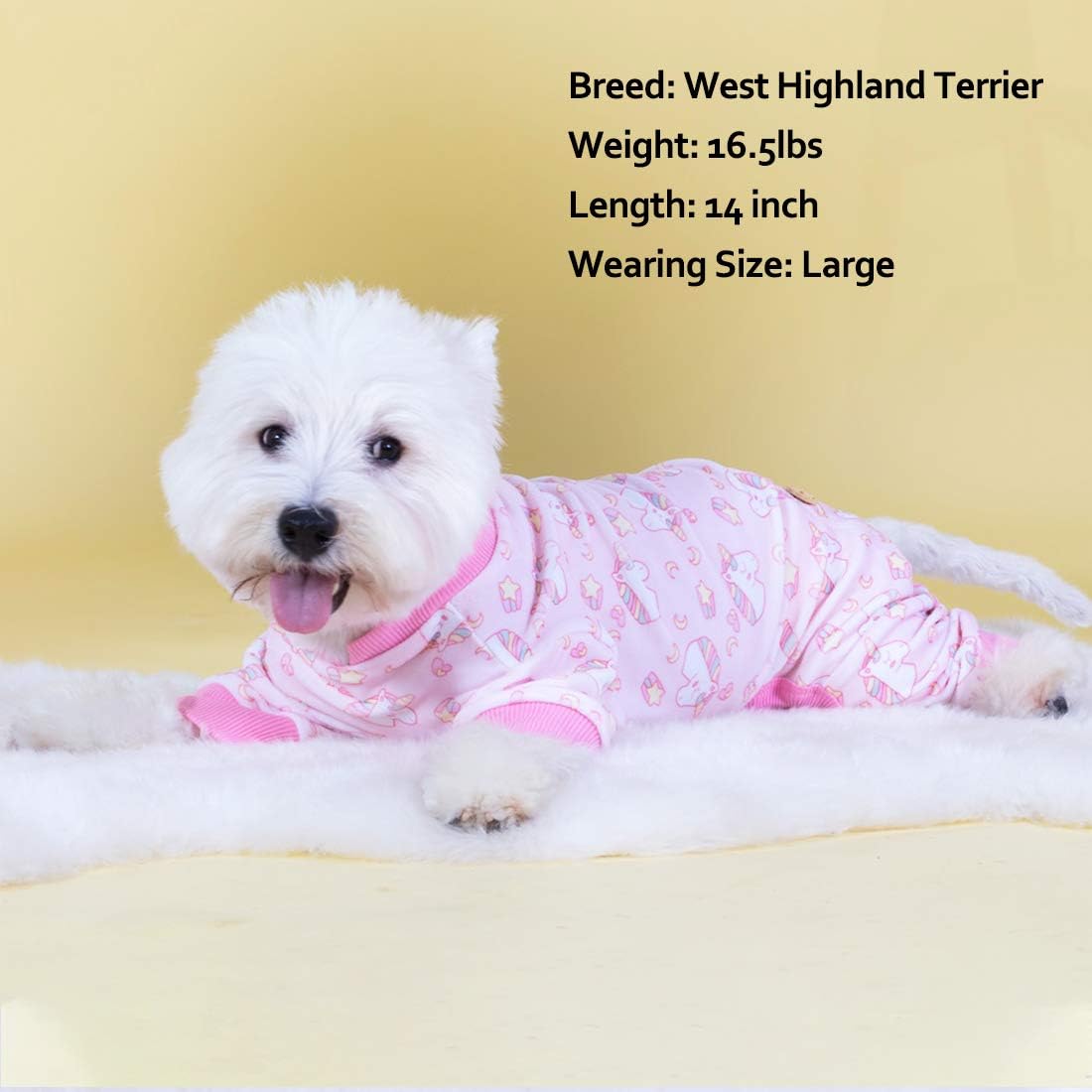 KYEESE Velvet Dog Pajamas for Small Dogs Soft Onesie Shirt, Unicorn Pink