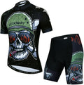 Men Cycling Jersey Set Cycle Short Sleeve Shirt and 3D Cushion Shorts Padded Suit Biking Top