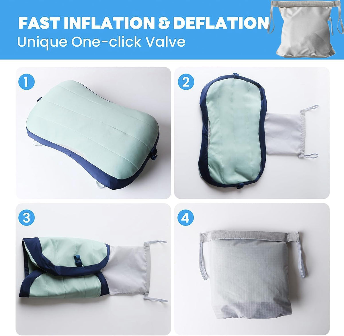 Couleurs Beach Pillow, Inflatable Camping Pillow, Pool Pillow, Removable Pillowcase, Ultralight Neck and Waist Support, Suitable for Camping, Hiking, Backpacking